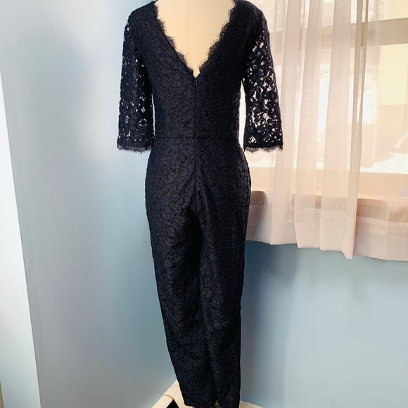 Anthropologie Elevenses Navy Lace Jumpsuit Size 2 - Picture 6 of 11